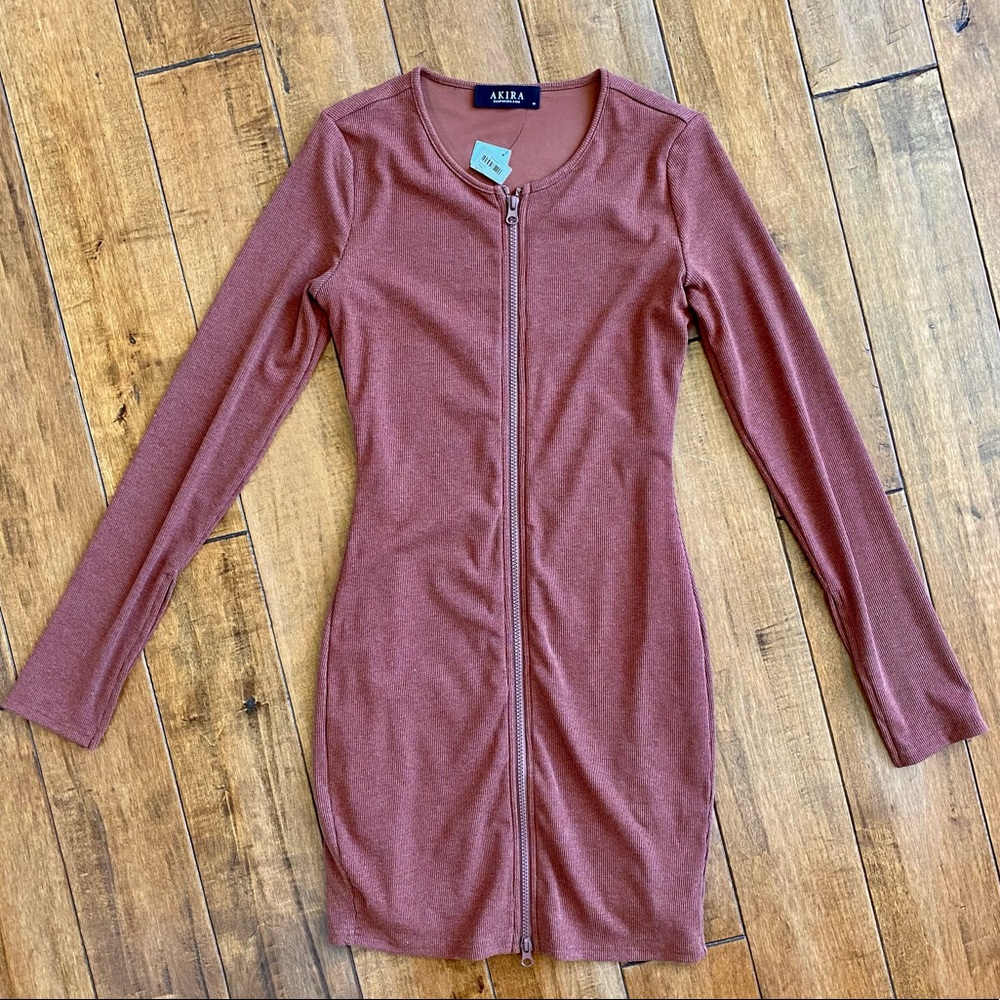 Akira Pink Zip Up Dress / Cardigan